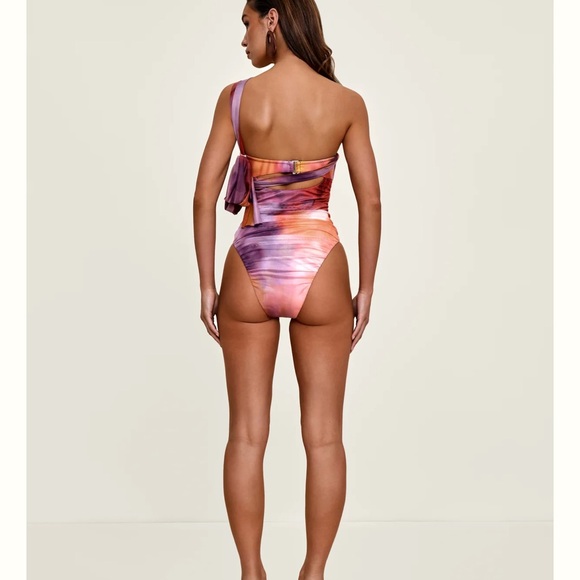 NWT Andrea Iyamah Multicolor One-Shoulder Swim One Piece - Picture 5 of 7